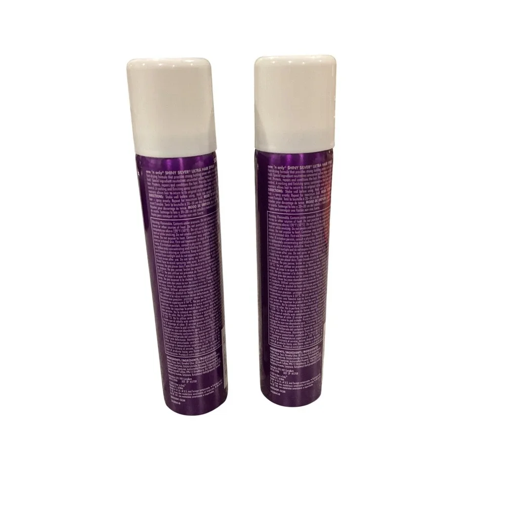 One 'n Only Shiny Silver Ultra Hair Spray Strong Hold 1.5 oz Travel Size 2 Pack